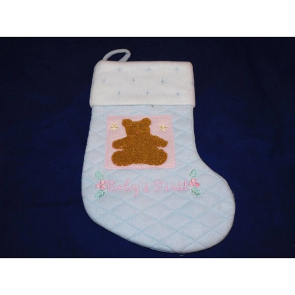 BABY'S FIRST CHRISTMAS STOCKING TEDDY BEAR THEME - Picture 3 of 5